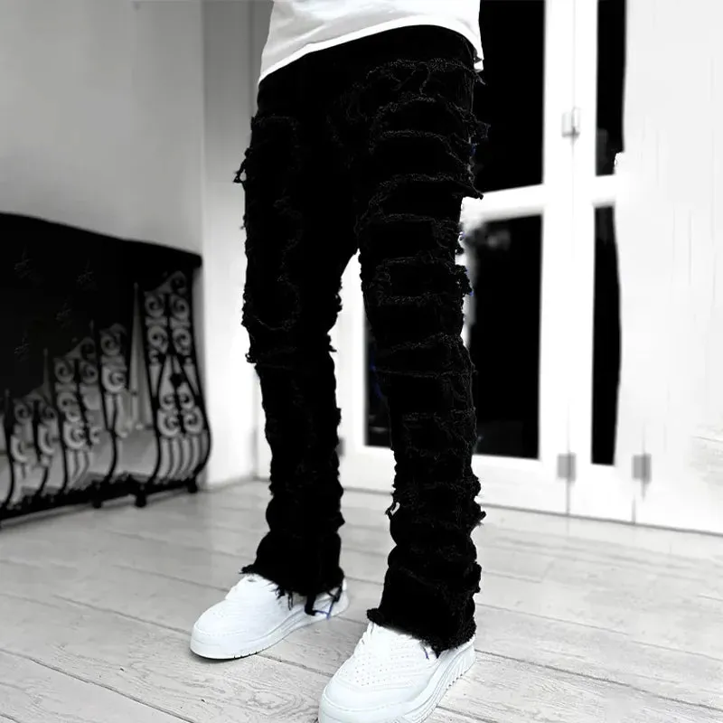 Patch Jeans For Men Patchwork Long Pants*