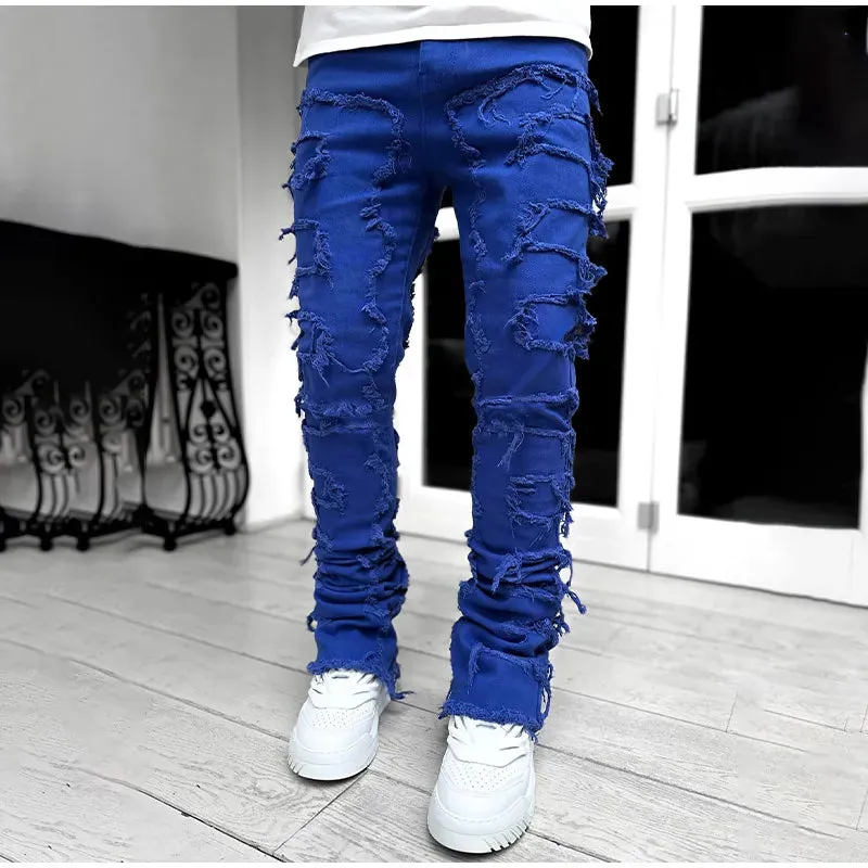 Patch Jeans For Men Patchwork Long Pants*