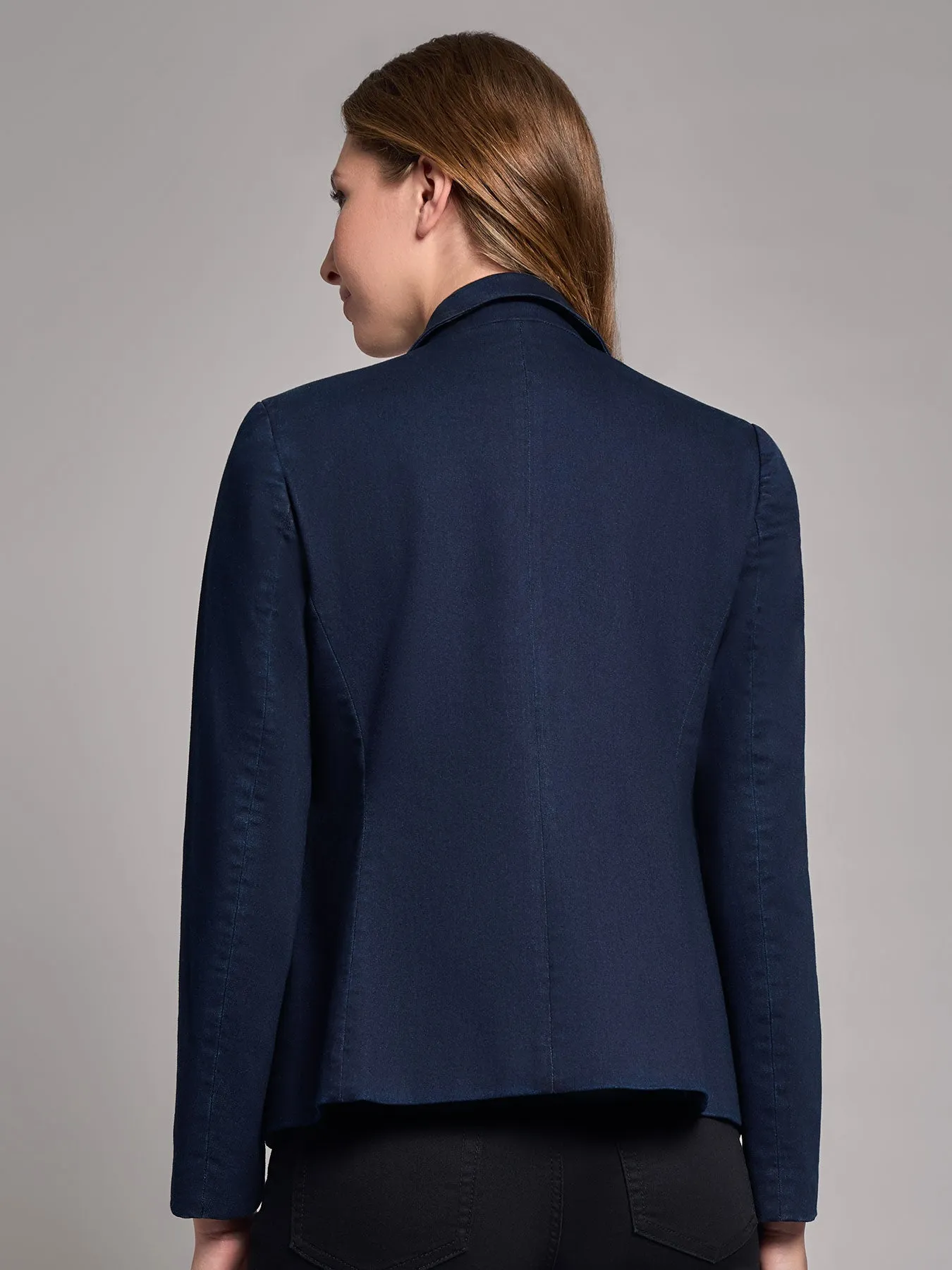 Petite Denim Faux Double-Breasted Jacket