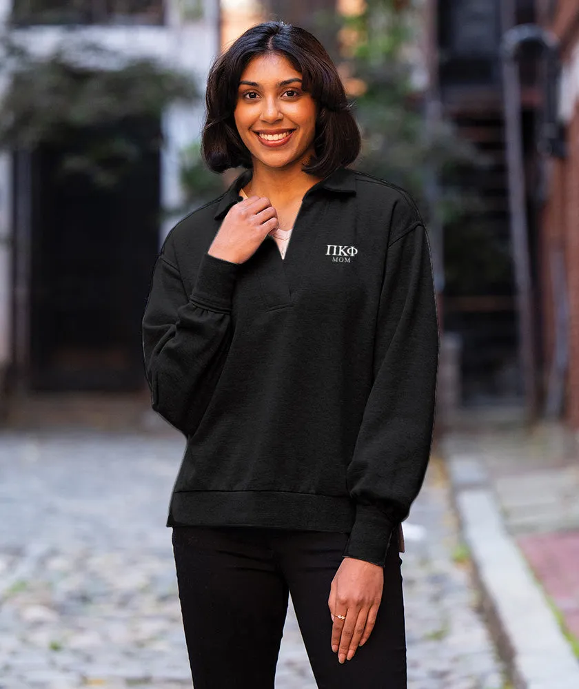 Pi Kapp Black Embroidered Mom Sweatshirt