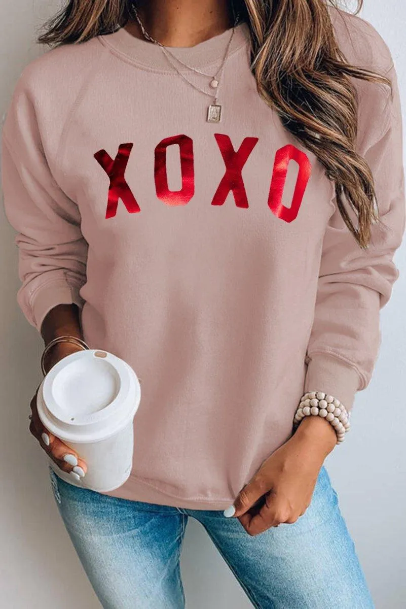 Pink XOXO Glitter Graphic Sweatshirt