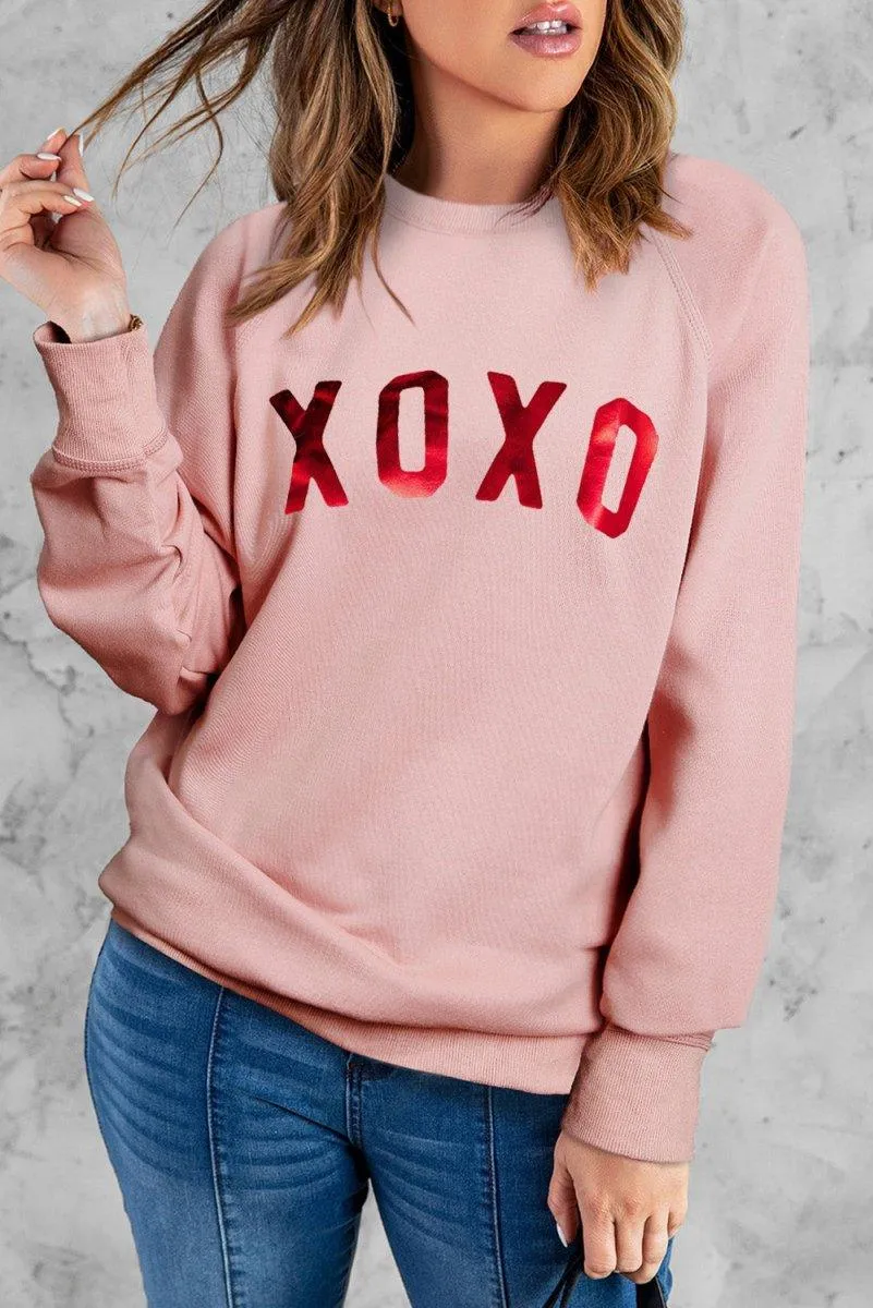 Pink XOXO Glitter Graphic Sweatshirt