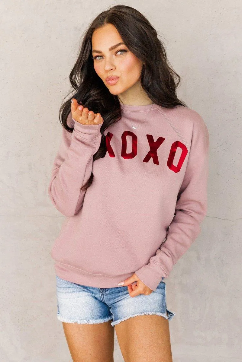 Pink XOXO Glitter Graphic Sweatshirt