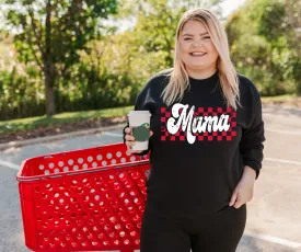 Retro Checkered Mama Black Sweatshirt