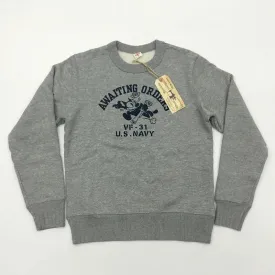 Retro-Core Military Print Crewneck Sweatshirts