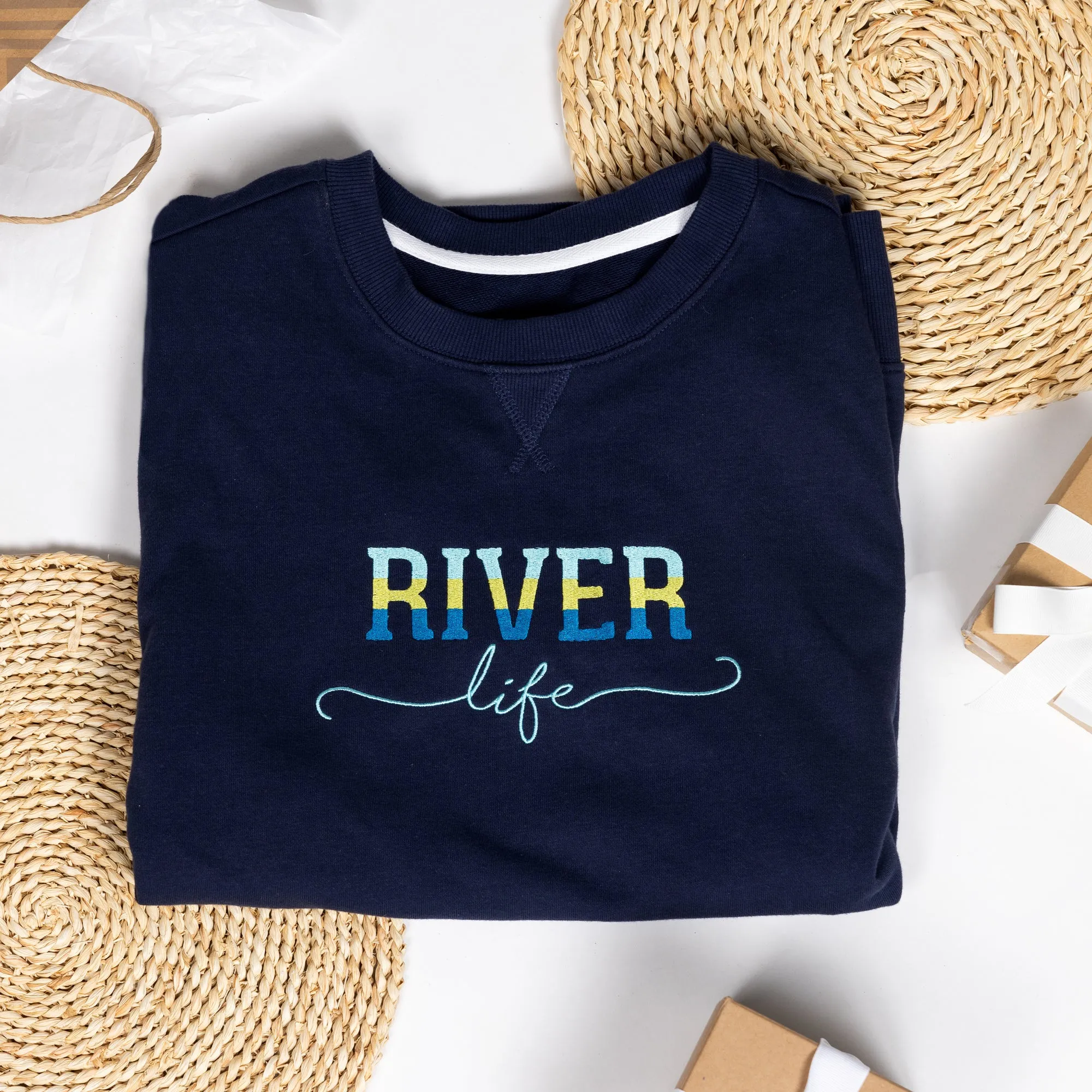 River Life Navy Cotton Blend French Terry Sweatshirt