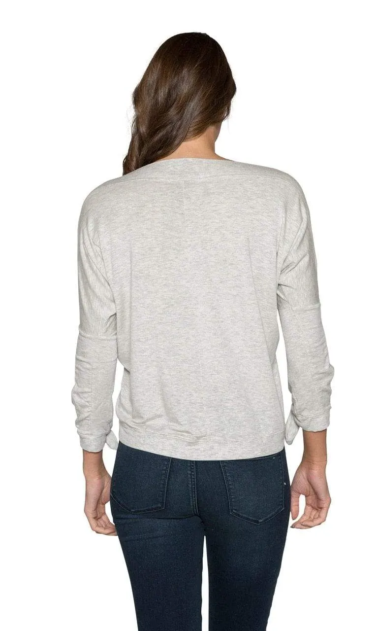 River   Sky Sweetwater Tie Sleeve High Low Sweatshirt