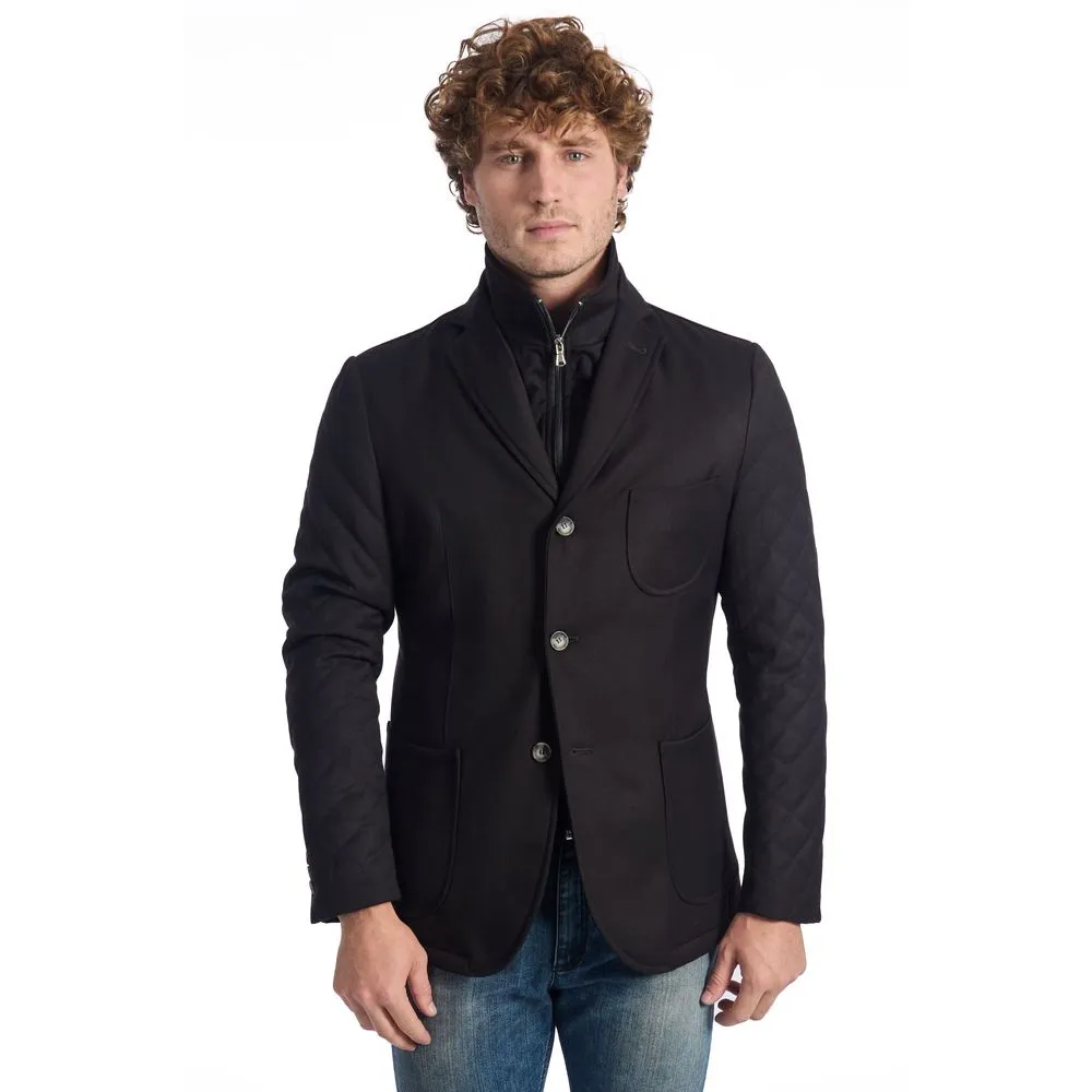 Roberto Pepe Luxury Black Viscose Men Jacket