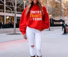 Santa's Favorite Team Red Sweatshirt