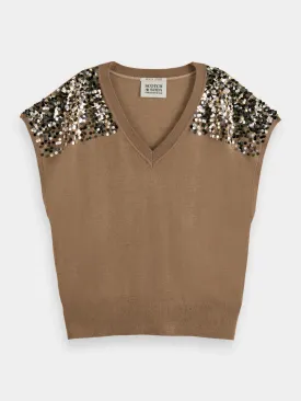 Scotch & Soda Embellished V Neck Knit