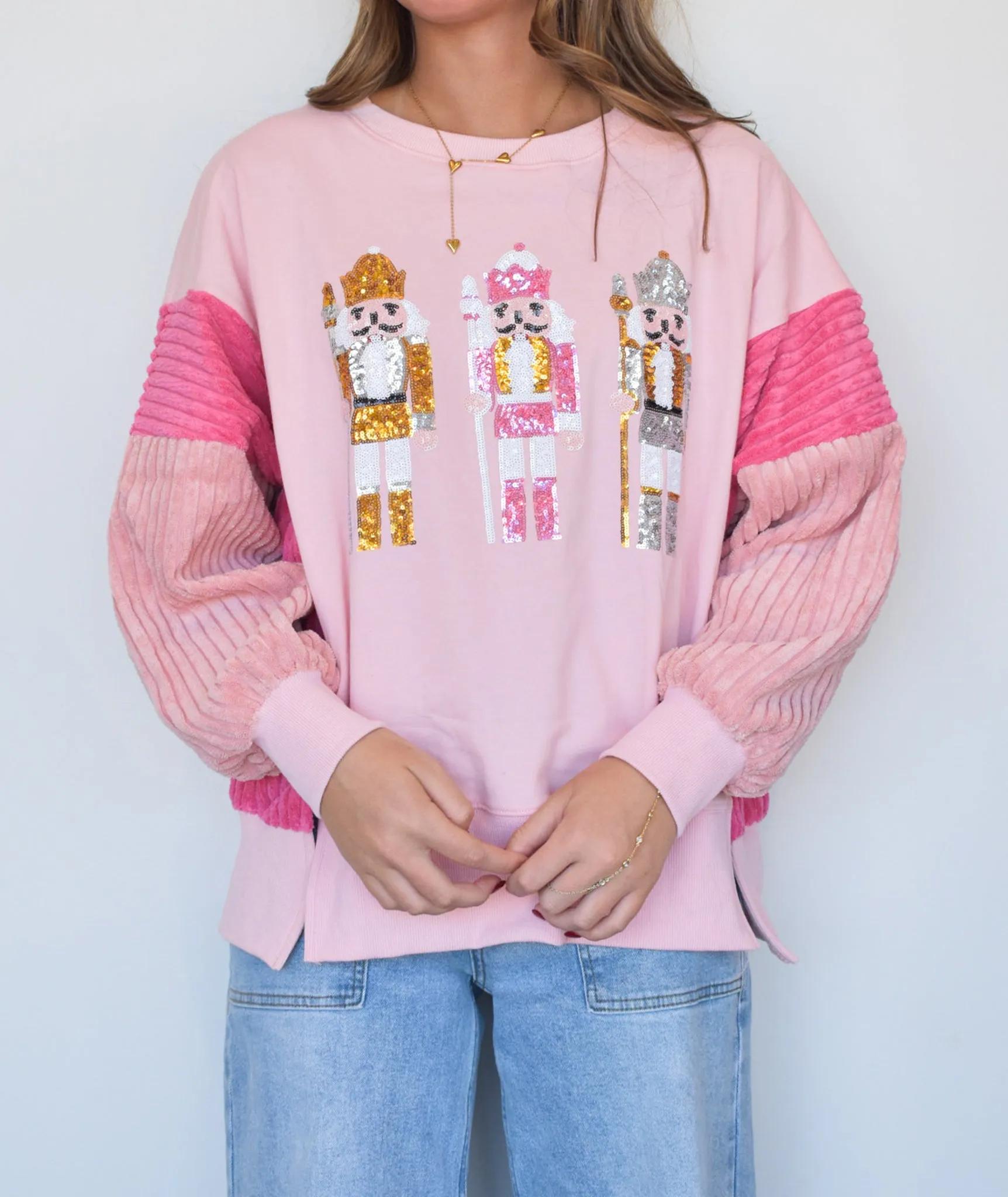 Sequin Nutcracker Patchwork Sweatshirt