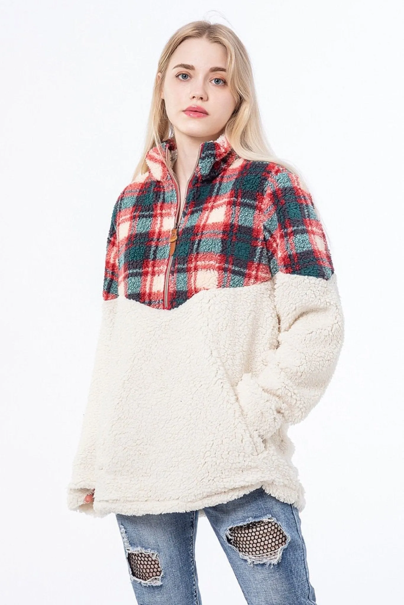 SH1018 Kate Sherpa Pullover w/ Print