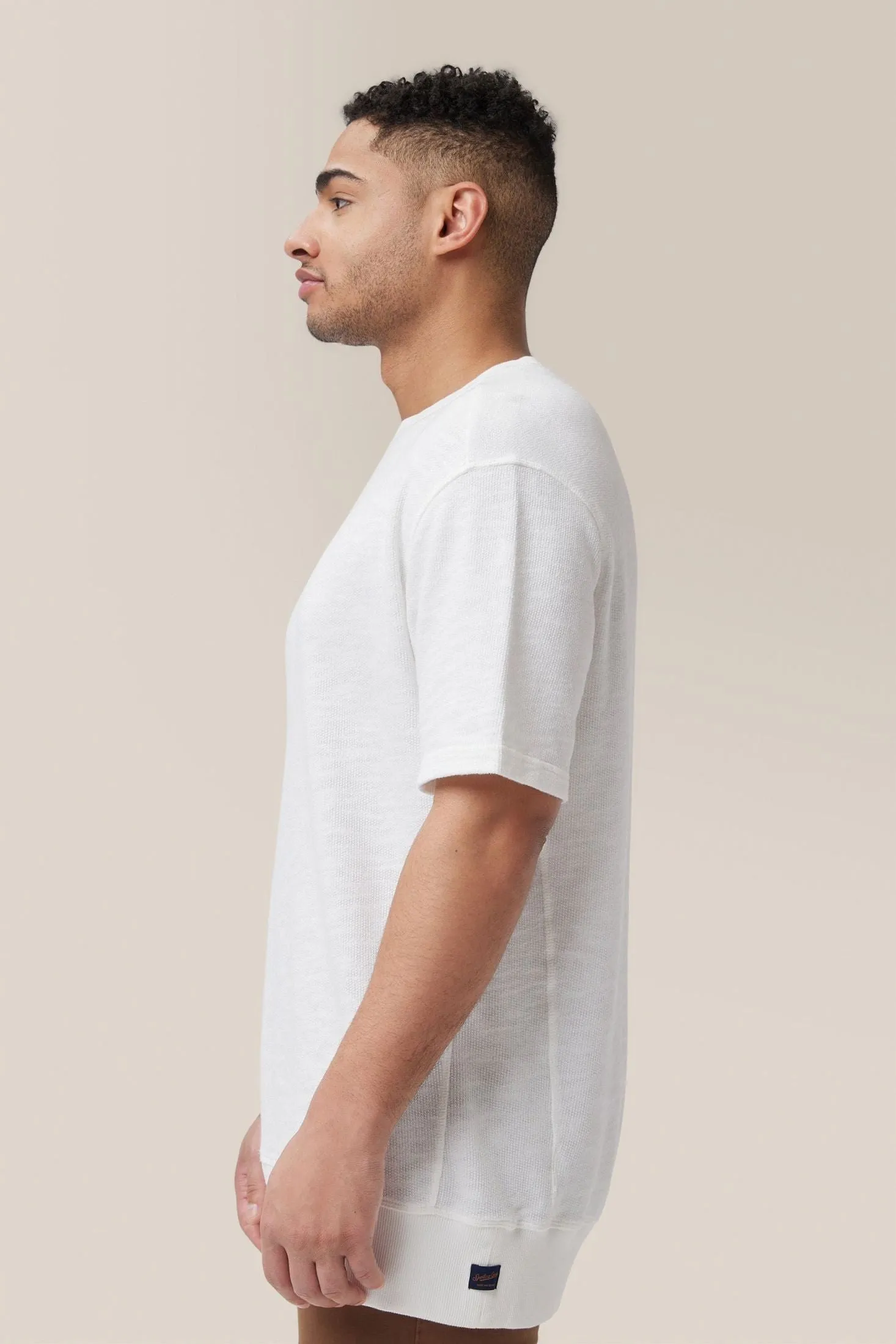 Short Sleeve Crew Sweatshirt | Natural Marled French Terry