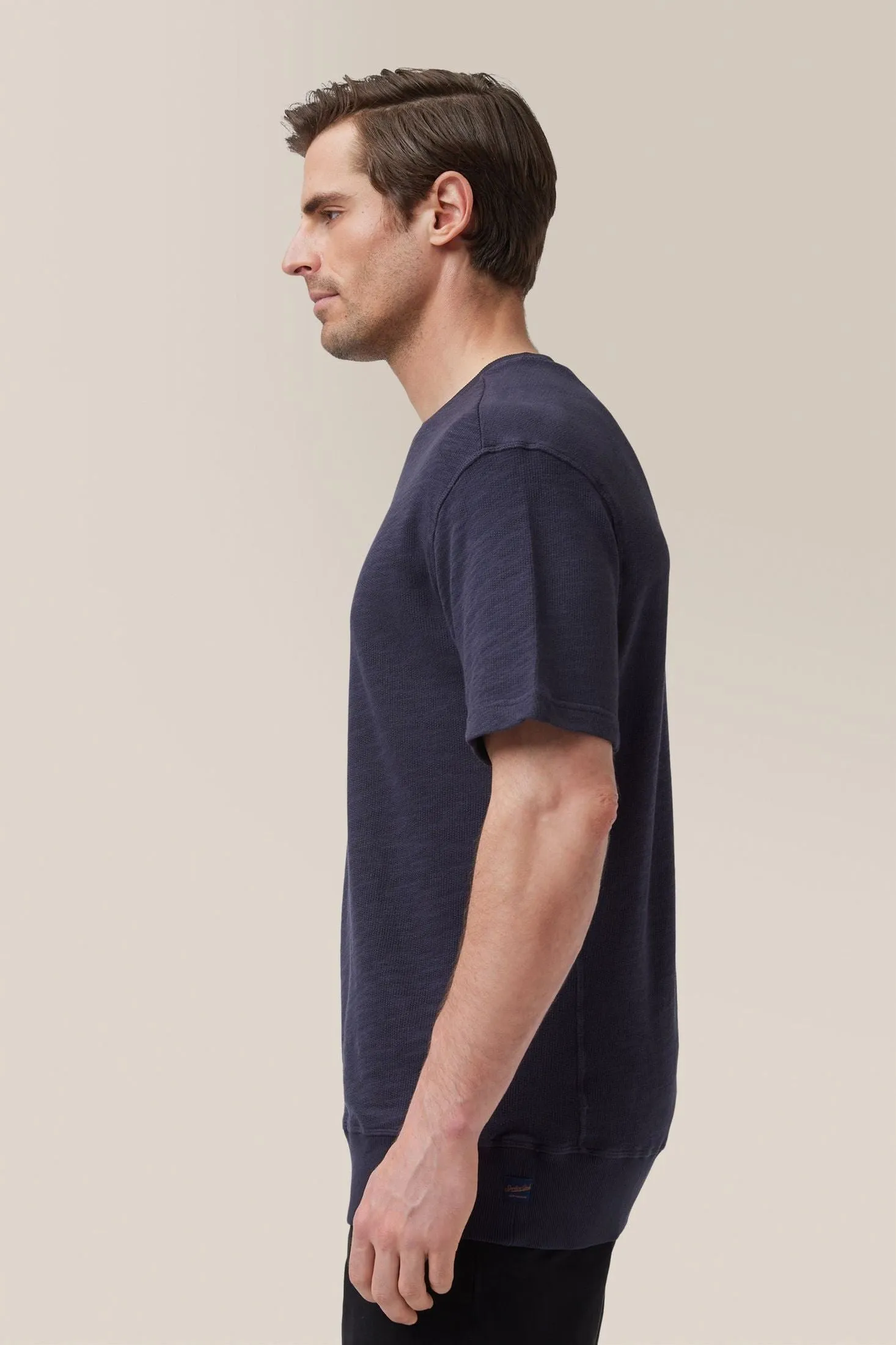 Short Sleeve Crew Sweatshirt | Natural Marled French Terry