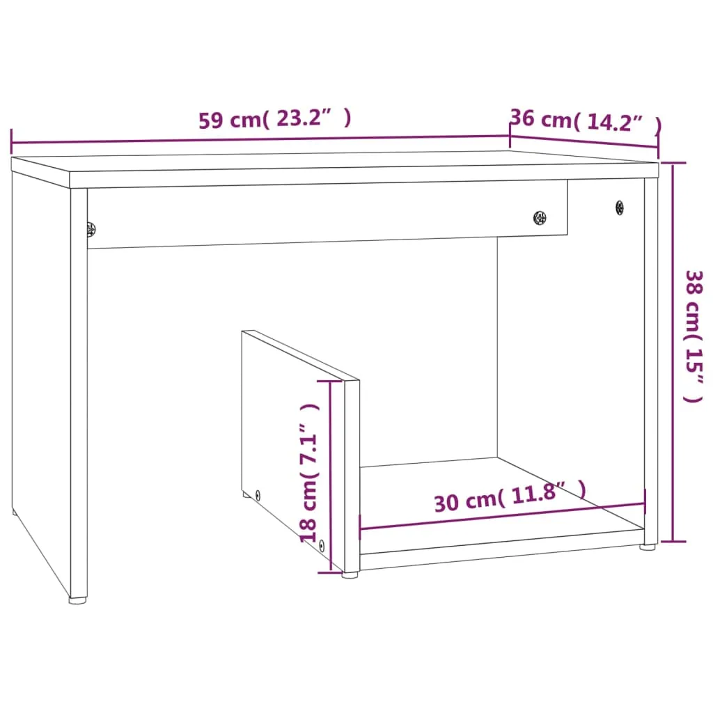 Side Table Brown Oak 59x36x38 cm Engineered Wood