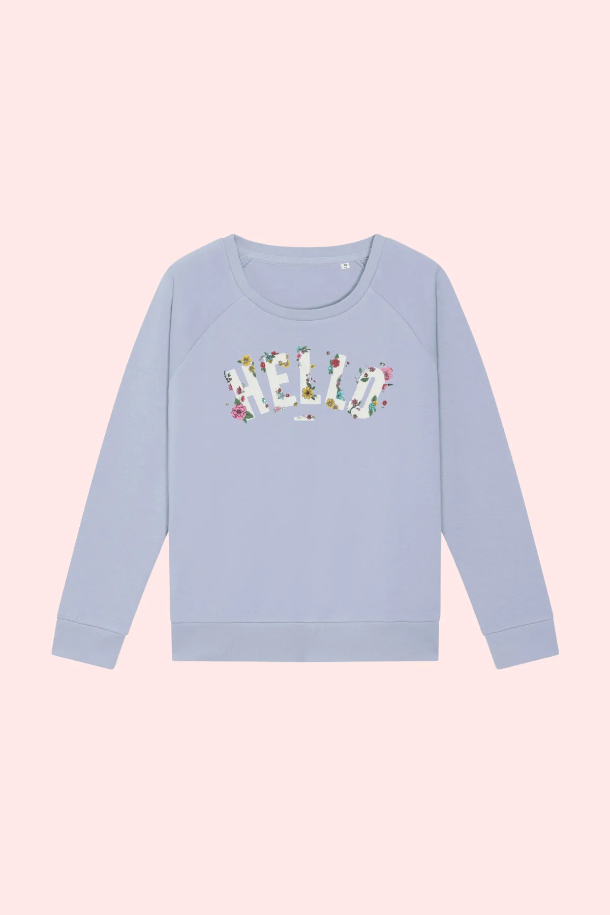 Soft Blue Floral Hello Sweatshirt