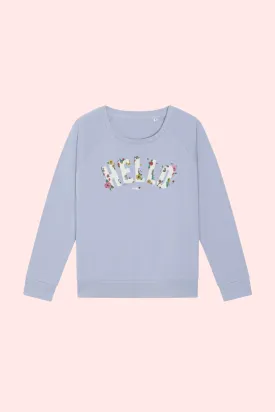 Soft Blue Floral Hello Sweatshirt