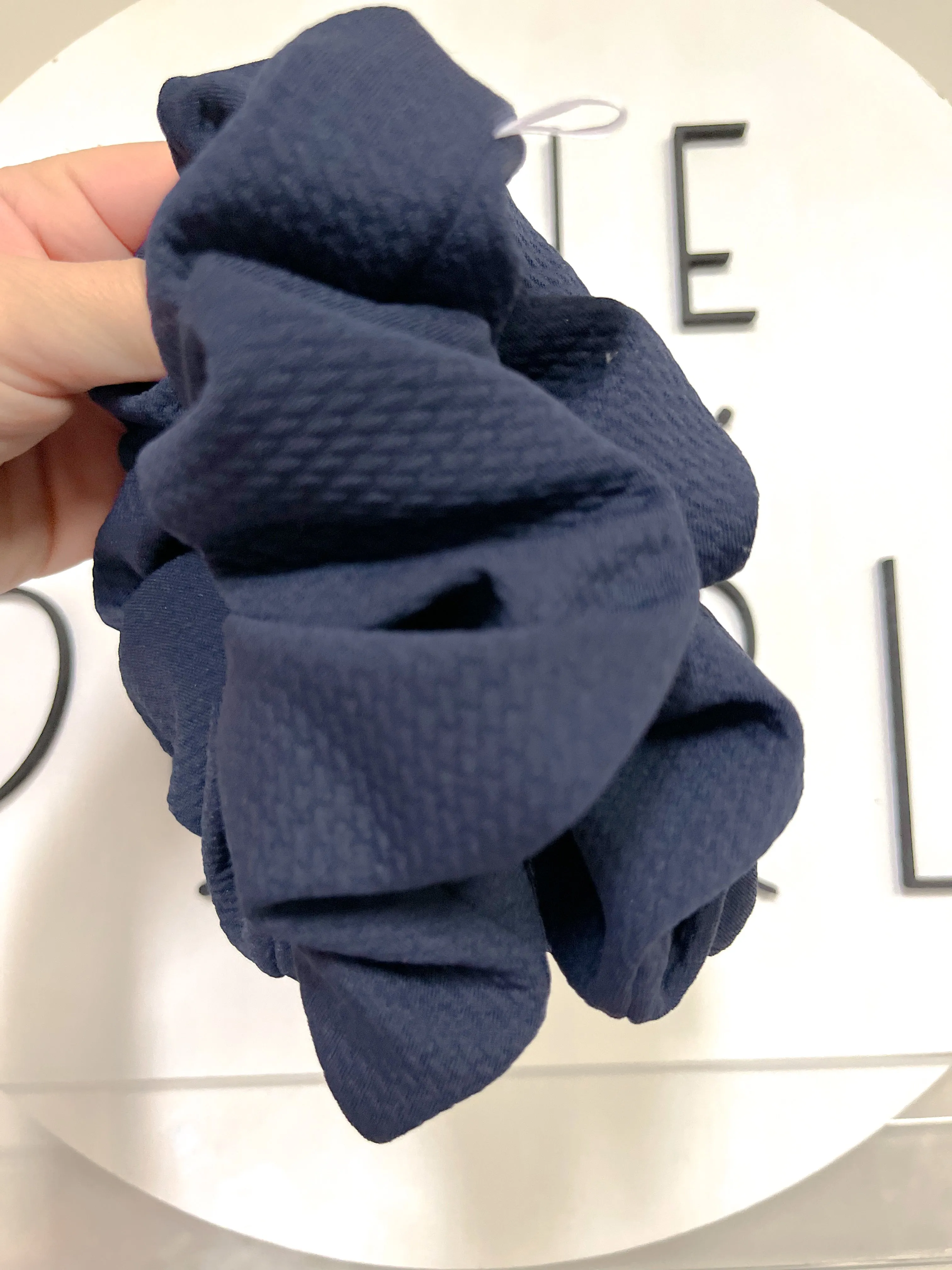 Solid Navy Bullet Oversized Scrunchy