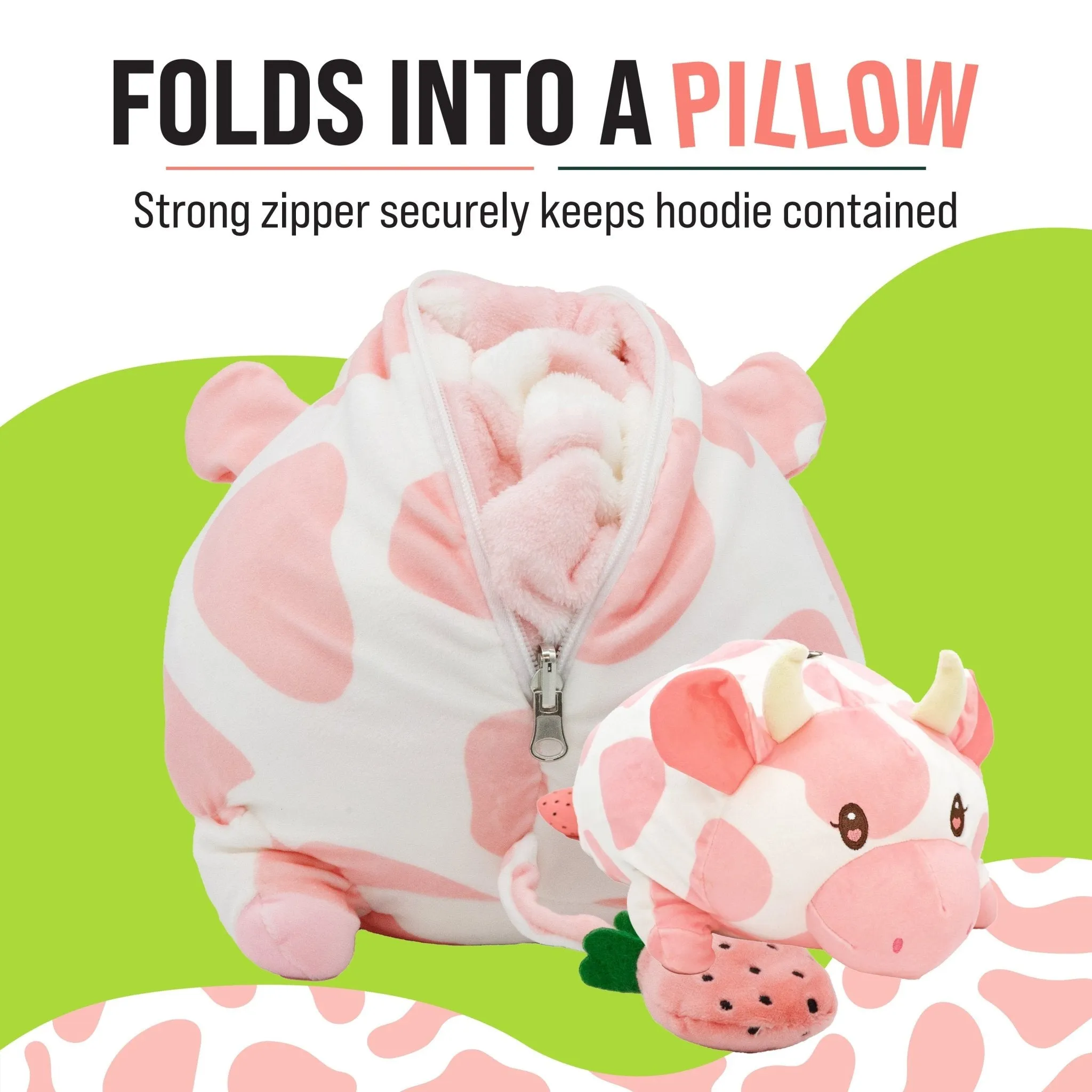 Strawberry Cow Adult Snugible | Blanket Hoodie & Pillow