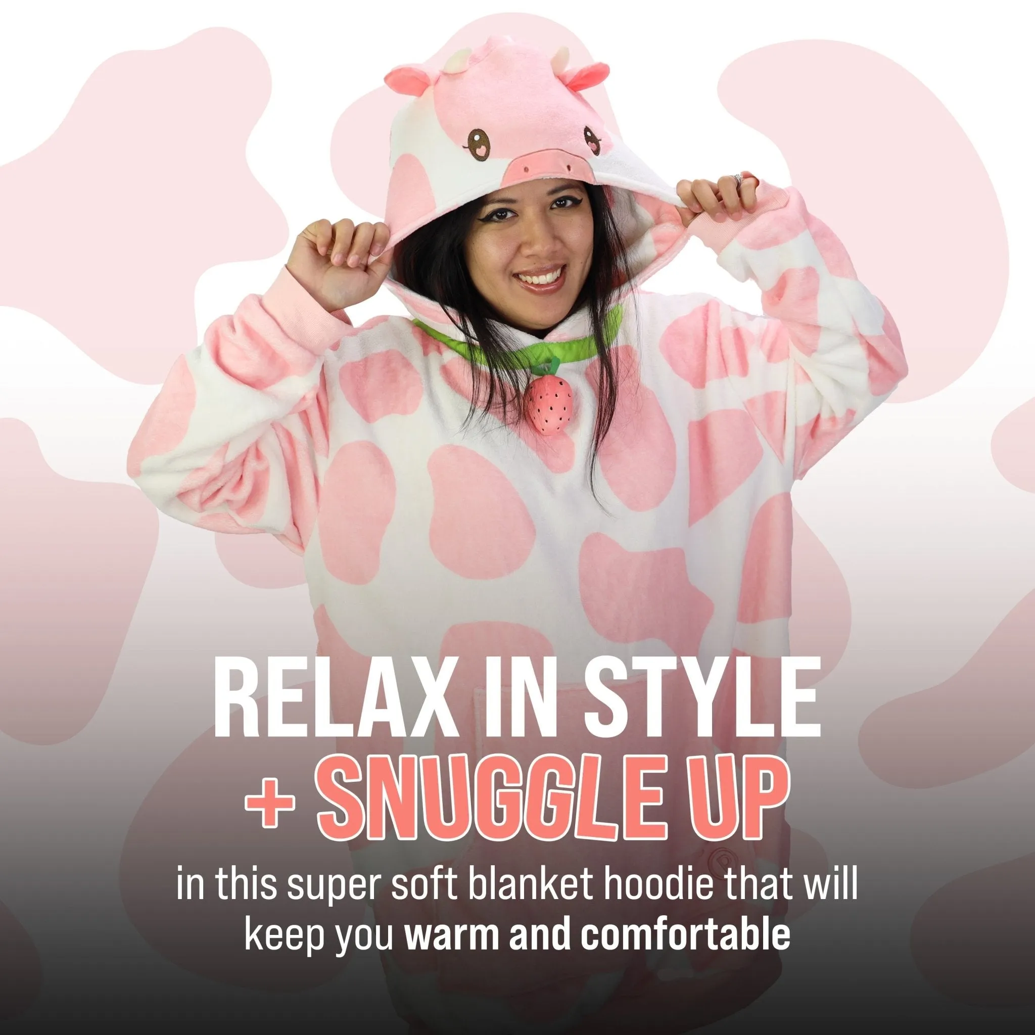 Strawberry Cow Adult Snugible | Blanket Hoodie & Pillow