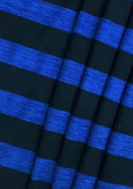 Striped Jersey Fabric Soft Touch Marl Effect 4-Way Stretch 54" Width Dressing - Blue