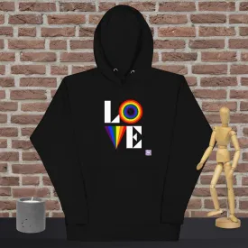 Stylish LOVE Rainbow Graphic Hoodie, Bold Colorful Pride Design Hoodie, Comfortable Casual Hoodie, Trendy LGBTQ  Support Hoodie