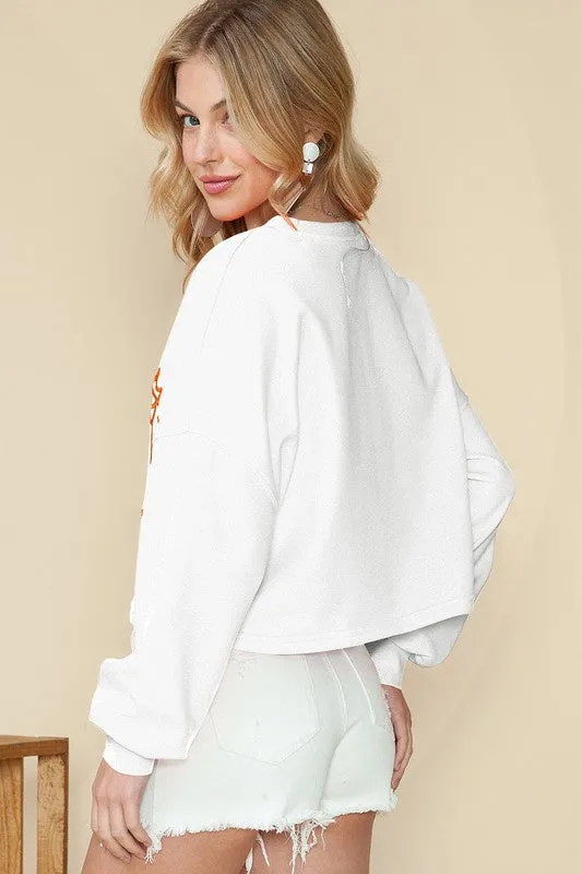 Tailgate In Style Cropped Gameday White Sweatshirt