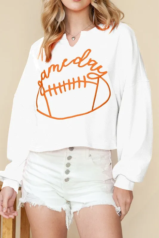 Tailgate In Style Cropped Gameday White Sweatshirt