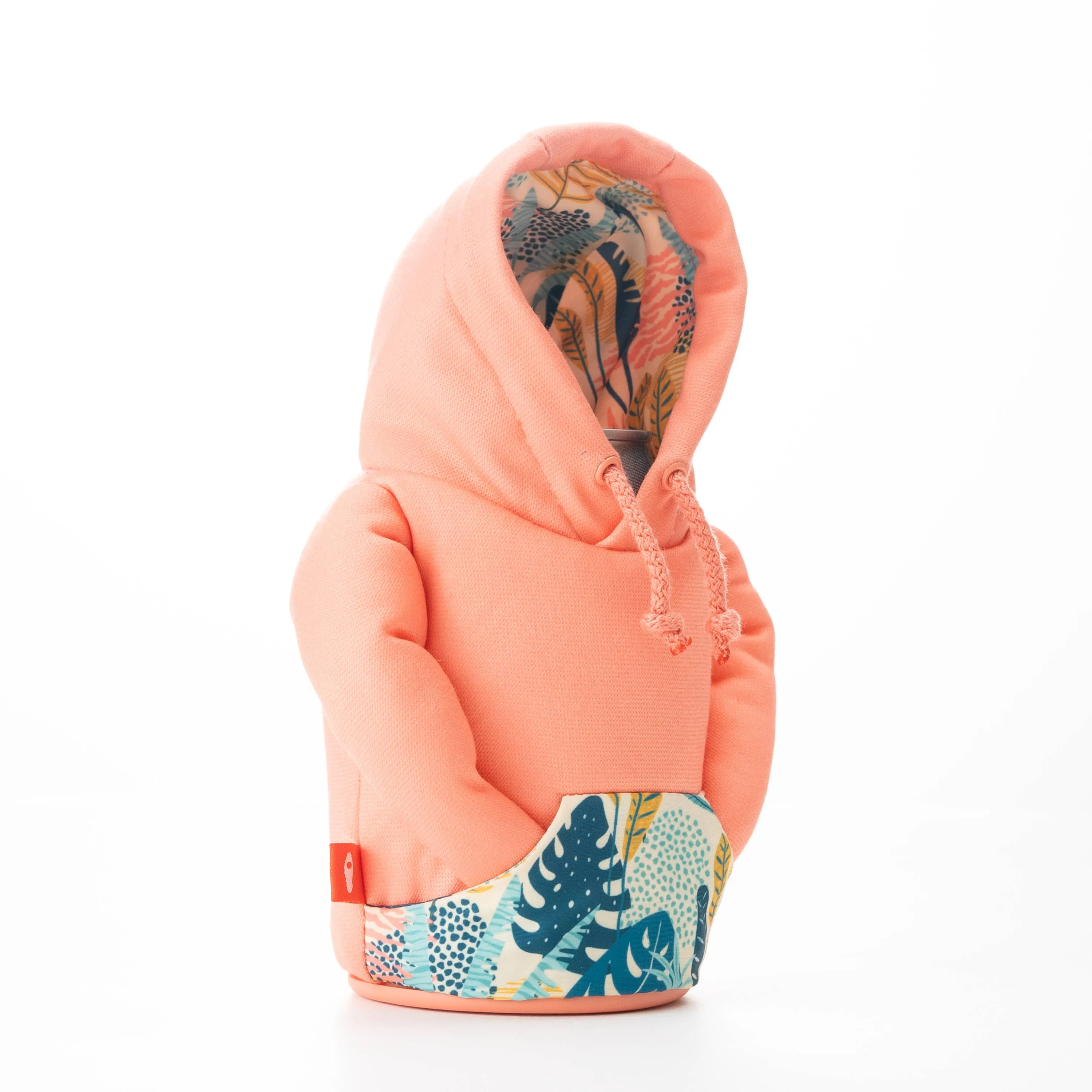 The Hoodie - Insulated Can Cooler - Salmon/Beige Palm