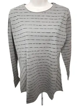 Top Pullover Round Neck Taupe/Black Stripes Women's 1240tpbk