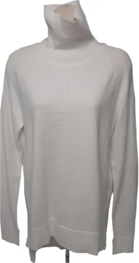 Top-Pullover-White-Turtle Neck Long Sleeve-Women's-2239084