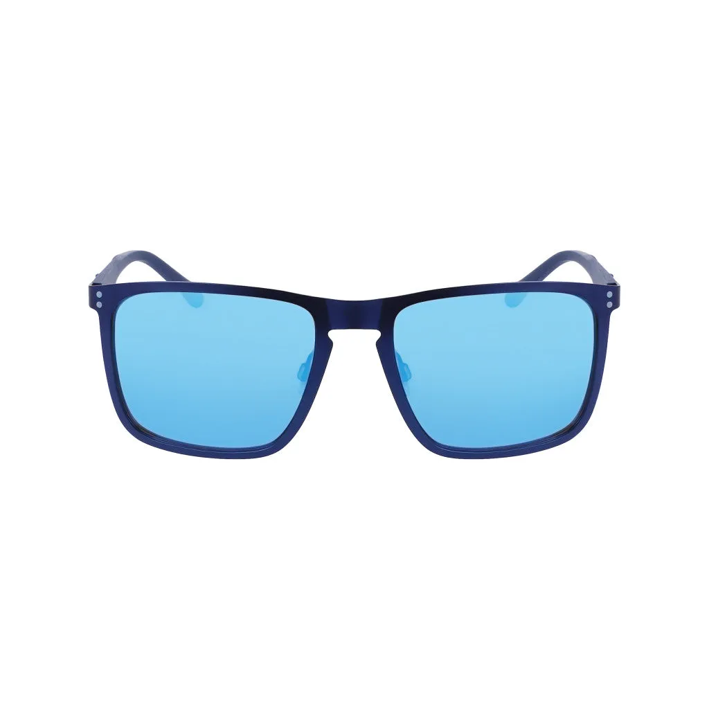 Trendy Flat Metal Square Sunglasses - Navy