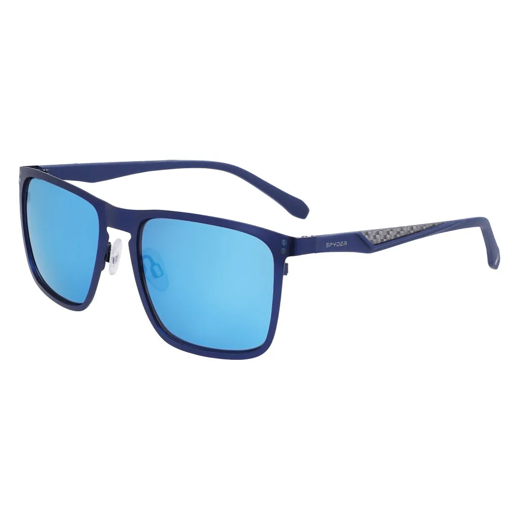 Trendy Flat Metal Square Sunglasses - Navy