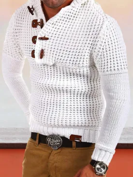 Trendy Horn Button Pullover Sweater