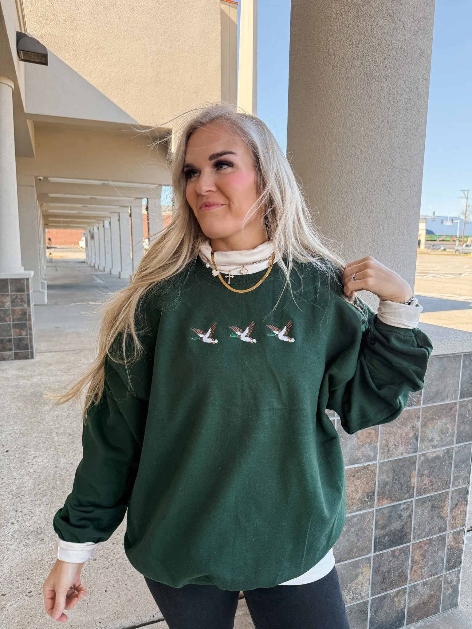 Trio Duck Mallard Forest Green Sweatshirt