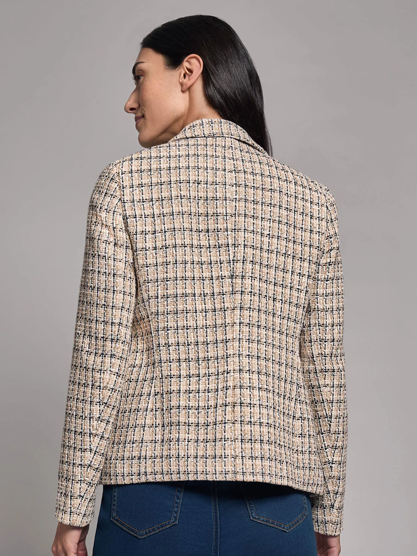 Tweed Faux Double-Breasted Jacket