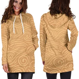 Waves and Spirals - Ocher | Hoodie Dress | Mandalazed