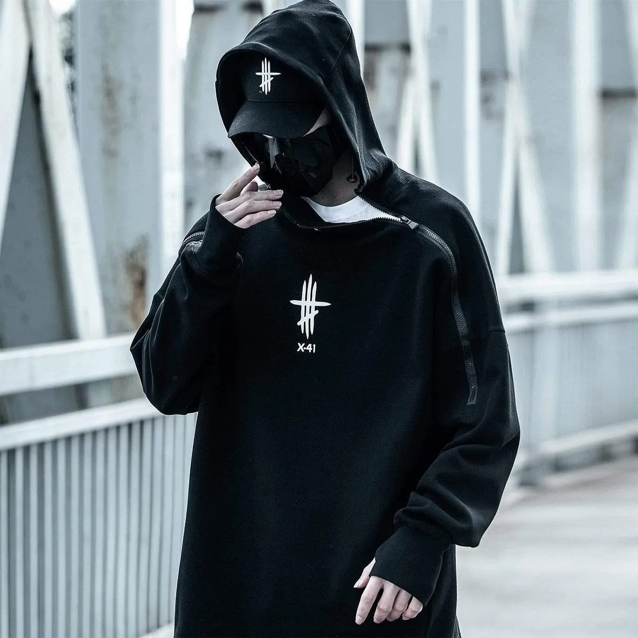 WLS Functional Double Zipper Turtleneck Hoodie