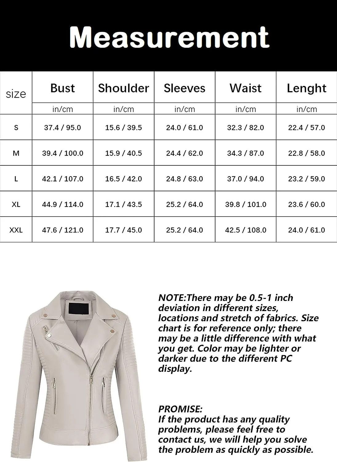 Women's Faux Leather Short Jacket - Fall/Winter Fashion Motorcycle Biker Casual Slim Bomber Coat