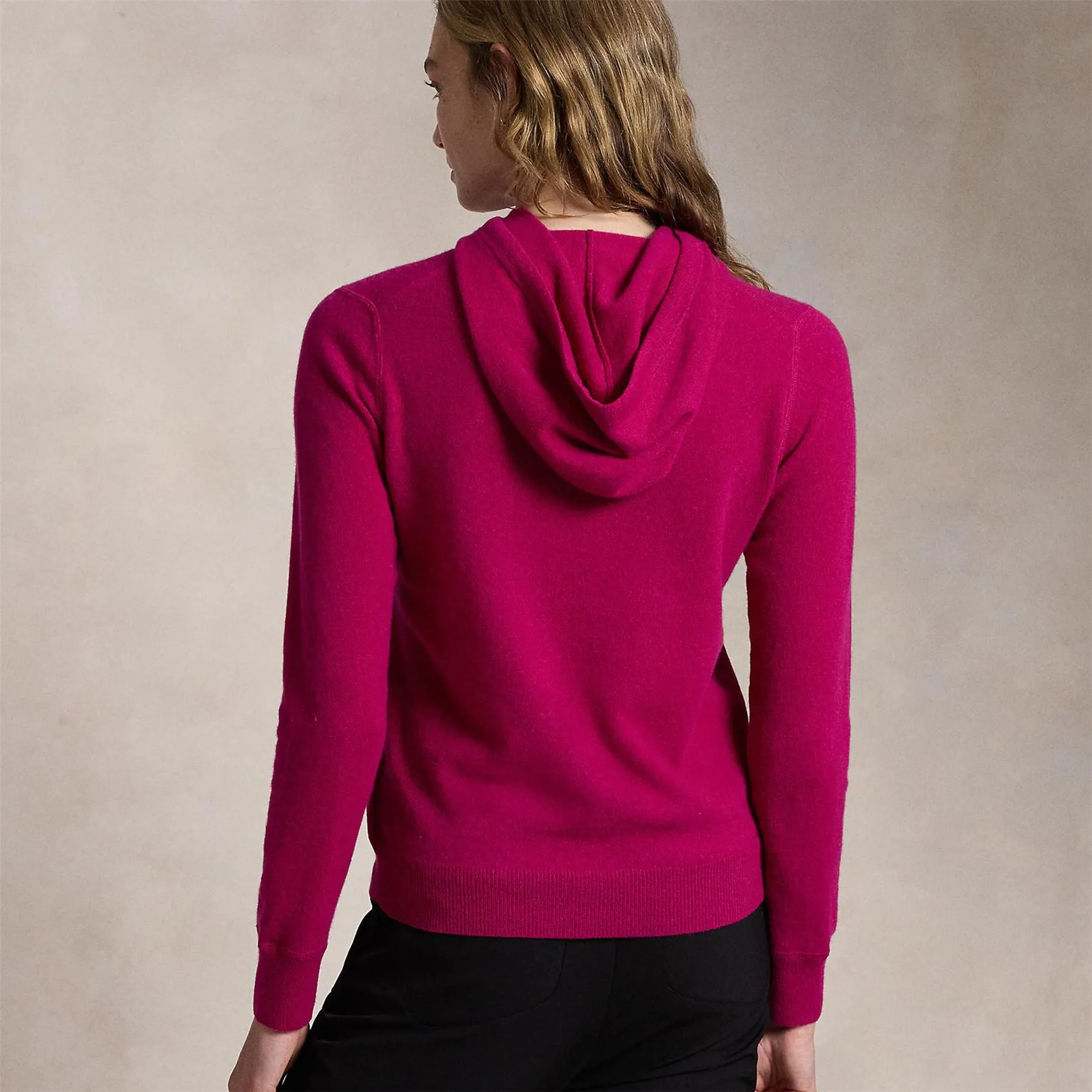 Womens RLX Cashmere Hoodie Fuchsia Berry - AW24