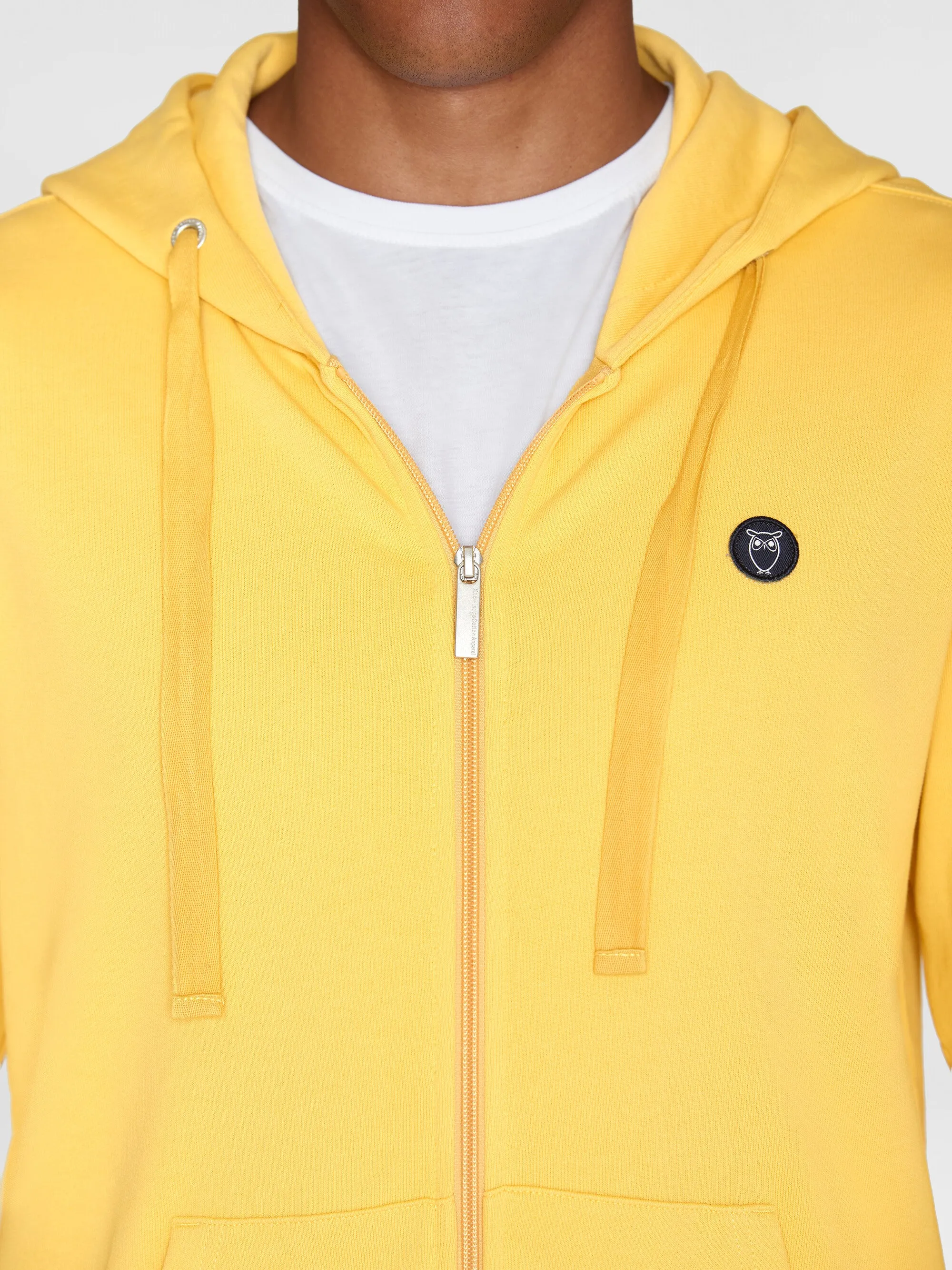 Zip hood kangaroo badge sweat - Misted Yellow